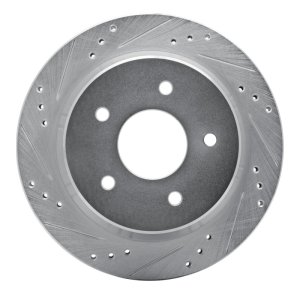 Chevrolet Blazer Brake Rotor (1) - Rear Left - R1 Concepts - Drilled & Slotted - Silver - `98-`05